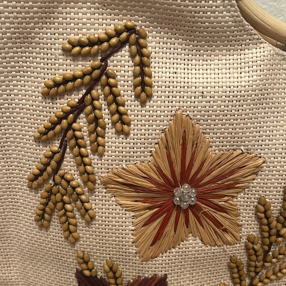 Vintage Preston & York 100% Straw Embroidered Bag